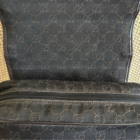 GUCCI GG Monogram Canvas Messenger Bag Dark Brown 449173 Gucci Dark Brown Canvas & Leather Messenger Bag